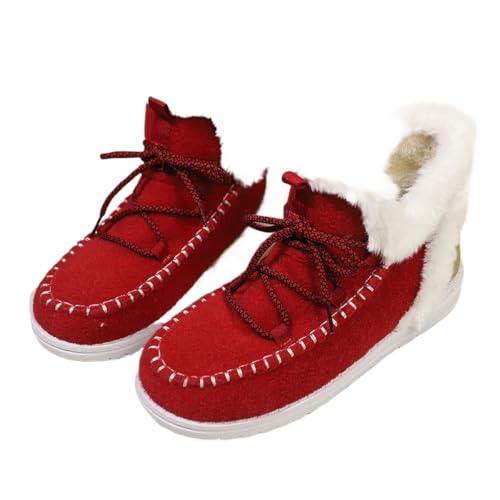 JXpxbao Damenschuhe Winter Warme Fleece-Wanderschuhe Weich Gefütterte Fleece-Stiefel Bequemes (Rot,40) von JXpxbao