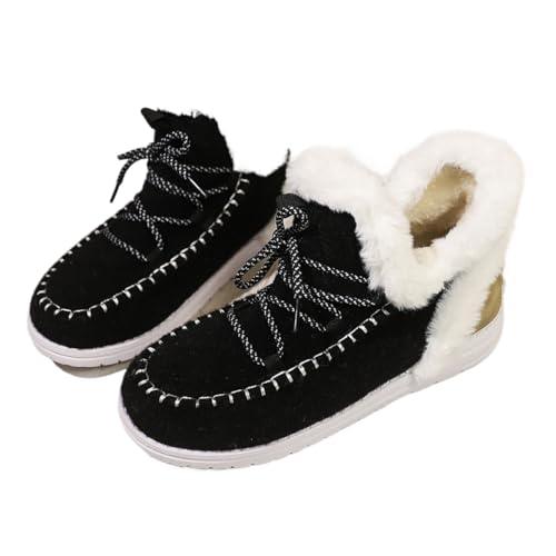 JXpxbao Damenschuhe Winter Warme Fleece-Wanderschuhe Weich Gefütterte Fleece-Stiefel Bequemes (Schwarz,41) von JXpxbao