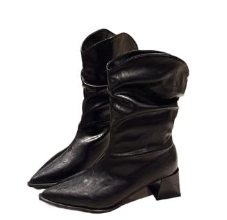 JXpxbao Damenstiefel, Postapokalyptische Stiefeletten, Herbstschuhe, Cowboystiefel, Stiefeletten, Halbhohe Damenstiefel, Flache Stiefel (Schwarz,36) von JXpxbao