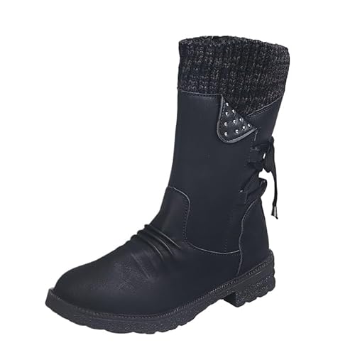 JXpxbao Damenstiefel Schnürstiefel Bequemer Reißverschluss Warmes Futter (Schwarz,37) von JXpxbao