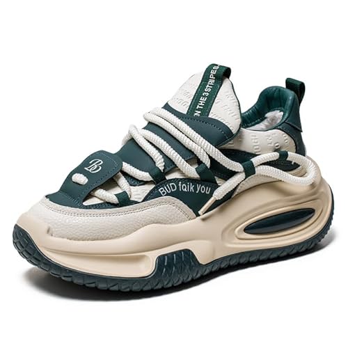 JXpxbao Dicke Sohle Sneaker Herren Schuhe Sportschuhe Laufschuhe Turnschuhe Herren Tennis Fitness Jogging Walkingschuhe Freizeit Straßenlaufschuhe (Grün,42) von JXpxbao