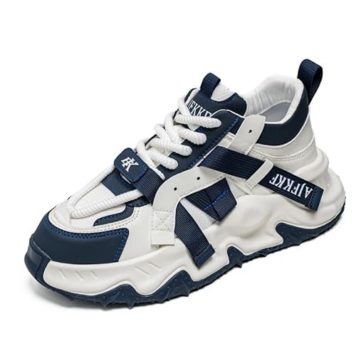 JXpxbao Dicke Sohle Sneaker Herren Schuhe Sportschuhe Laufschuhe Turnschuhe Herren Tennis Fitness Jogging Walkingschuhe Leichtgewichts Atmungsaktiv Freizeit Straßenlaufschuhe (Weiß und Blau,41) von JXpxbao