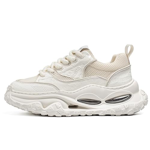 JXpxbao Dicke Sohle Sneaker Herren Sportschuhe Laufschuhe Turnschuhe Herren Tennis Fitness Jogging Walkingschuhe Atmungsaktiv Dämpfung Freizeit Straßenlaufschuhe (Weiß,40) von JXpxbao
