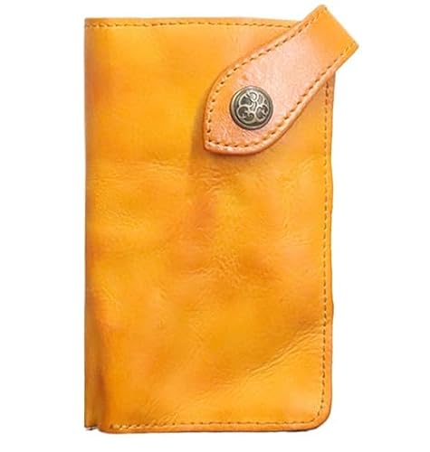 JXpxbao Echtes Leder Lange Brieftasche Mit Reißverschluss Tasche Vintage Bifold Scheckheft Geldbörse (Gelb) von JXpxbao