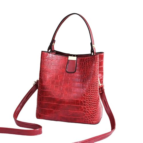 JXpxbao Edles Krokodilmuster-Design Damenmode-Handtasche Mehrschichtige Mini-Umhängetasche Für Dates Und Partys Geeignet (Burgunderrot) von JXpxbao
