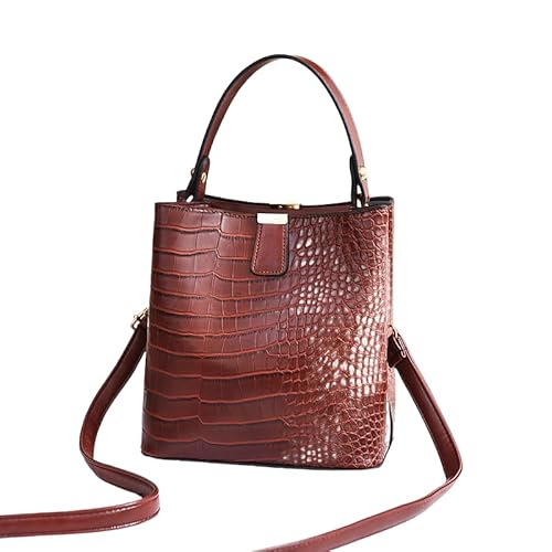 JXpxbao Edles Krokodilmuster-Design Damenmode-Handtasche Mehrschichtige Mini-Umhängetasche Für Dates Und Partys Geeignet (dunkelbraun) von JXpxbao