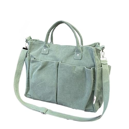 JXpxbao Elegant Umhängetasche Damen Groß Cord Tasche Damen Handtasche Schultertasche für Uni Arbeit Mädchen Schule Büro (Grün) von JXpxbao