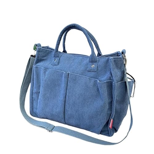 JXpxbao Elegant Umhängetasche Damen Groß Cord Tasche Damen Handtasche Schultertasche für Uni Arbeit Mädchen Schule Büro (blau) von JXpxbao