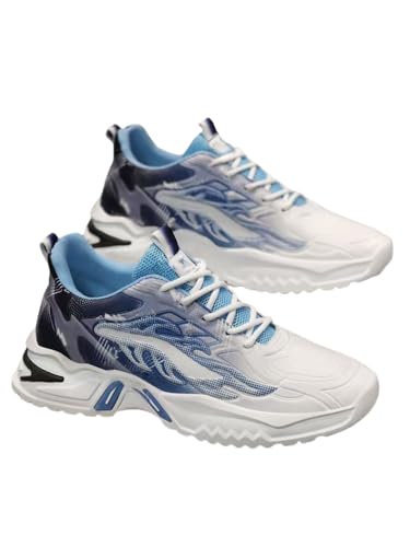 JXpxbao Extra Weite Laufschuhe Herren Joggingschuhe Gedämpft Sportschuhe Leicht Barfußschuhe Atmungsaktiv Turnschuhe Tennis Fitness Jogging Walkingschuhe (39,weiß und blau) von JXpxbao