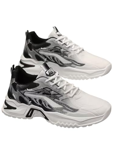 JXpxbao Extra Weite Laufschuhe Herren Joggingschuhe Gedämpft Sportschuhe Leicht Barfußschuhe Atmungsaktiv Turnschuhe Tennis Fitness Jogging Walkingschuhe (41,Weiß und Schwarz) von JXpxbao
