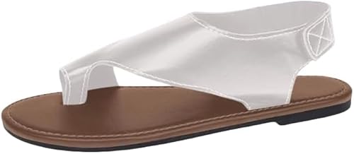 JXpxbao Flache Sandalen für Frauen - Walking Summer Vacation Essentials Damen Flip Flops - Bequeme Bogen Unterstützung orthopädische Sandalen für Frauen - Casual Outdoor Non Slip Footwear (Weiß,39) von JXpxbao
