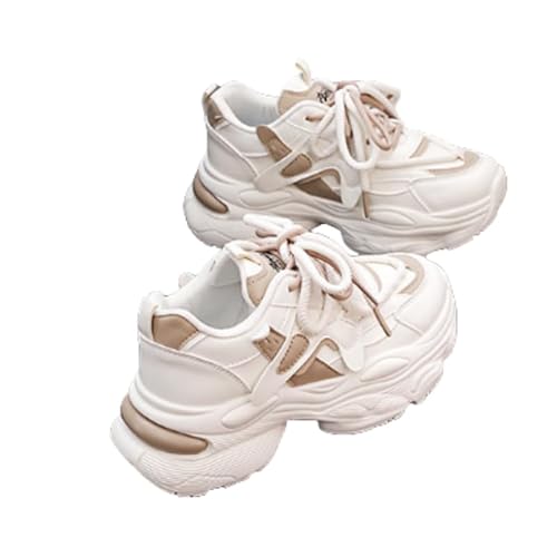 JXpxbao Für Damen Chunky Turnschuhe Walking Dad Sneakers (37,Beige) von JXpxbao