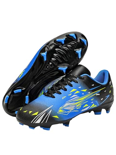 JXpxbao Fußballschuhe Herren Junge High Top Spike Microfaser Cleats Professionelle Fussballschuhe Outdoor Athletics Trainingsschuhe Wettkampf (36,Heilan-Spitze) von JXpxbao