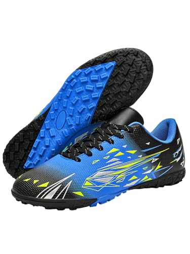 JXpxbao Fußballschuhe Herren Junge High Top Spike Microfaser Cleats Professionelle Fussballschuhe Outdoor Athletics Trainingsschuhe Wettkampf (40,Heilan Splitter Nagel) von JXpxbao