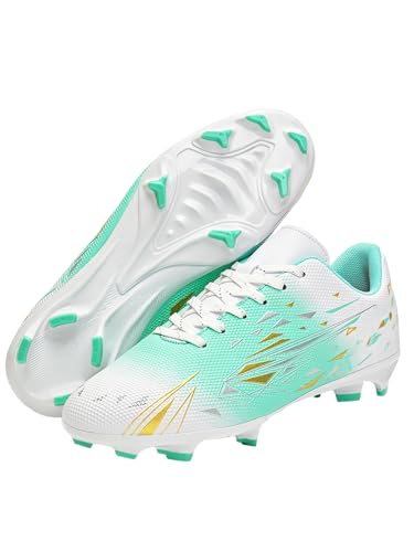 JXpxbao Fußballschuhe Herren Junge High Top Spike Microfaser Cleats Professionelle Fussballschuhe Outdoor Athletics Trainingsschuhe Wettkampf (41,Weiße Mondspitze) von JXpxbao