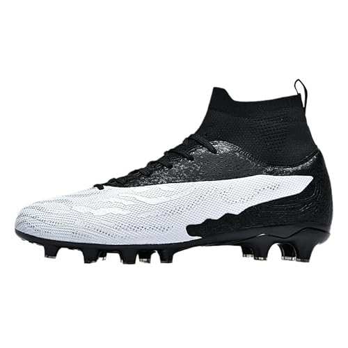 JXpxbao Fußballschuhe Herren Spike Cleats Athletics Spikes Fußballschuhe Unisex-Kinder Trainingsschuhe Professionelle Turnschuhe Outdoor Sport Fußball Stiefel Wettkampf (41,Schwarz und weiß 1) von JXpxbao