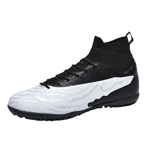JXpxbao Fußballschuhe Herren Spike Cleats Athletics Spikes Fußballschuhe Unisex-Kinder Trainingsschuhe Professionelle Turnschuhe Outdoor Sport Fußball Stiefel Wettkampf (44,Schwarz und Weiß 2) von JXpxbao