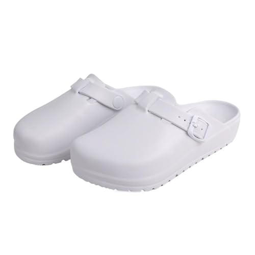 JXpxbao Gartenclogs Damen Clogs Gummi - Gummi Gartenschuhe Damen Clogs Garten Leicht Gummischuhe Sommer (Weiß,43) von JXpxbao