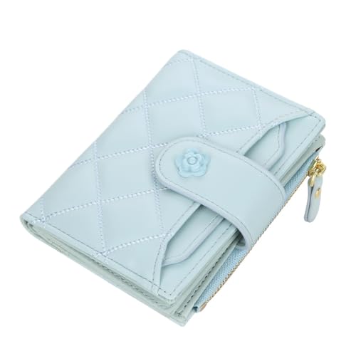 JXpxbao Geldbörse Damen Leder Portemonnaie Damen Klein Mit Kartenfächern Geldbeutel Klein Brieftasche Mädchen Mit Reißverschlusstasche Und Banknotenfach (Hellblau) von JXpxbao