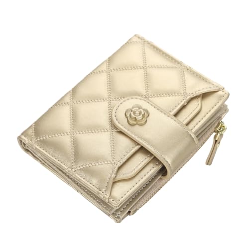 JXpxbao Geldbörse Damen Leder Portemonnaie Damen Klein Mit Kartenfächern Geldbeutel Klein Brieftasche Mädchen Mit Reißverschlusstasche Und Banknotenfach (Helles Gold) von JXpxbao