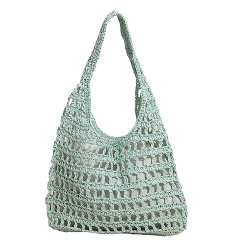 JXpxbao Gewebte Tasche, Strand-Netz-Einkaufstasche, Damen-Umhängetasche, Einkaufstasche, lässige Reisetasche, faltbare Strandtasche (blau) von JXpxbao