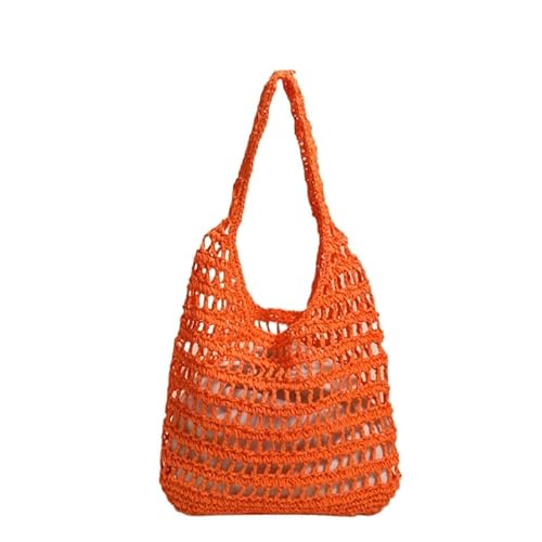 JXpxbao Gewebte Tasche, Strand-Netz-Einkaufstasche, Damen-Umhängetasche, Einkaufstasche, lässige Reisetasche, faltbare Strandtasche (orange) von JXpxbao