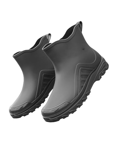 JXpxbao Gummistiefel Herren, Regenstiefel Herren Stiefel Wasserdicht Regenschuhe Anti-Rutsch Halbhohe Gartenstiefel Kurz (Grau,43) von JXpxbao