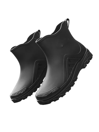JXpxbao Gummistiefel Herren, Regenstiefel Herren Stiefel Wasserdicht Regenschuhe Anti-Rutsch Halbhohe Gartenstiefel Kurz (Schwarz,40) von JXpxbao