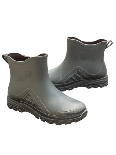 JXpxbao Gummistiefel Herren, Regenstiefel Herren Stiefel Wasserdicht Regenschuhe Anti-Rutsch Halbhohe Gartenstiefel kurz (Grau,43) von JXpxbao