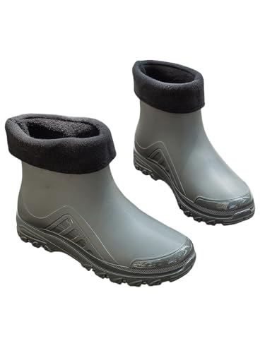 JXpxbao Gummistiefel Herren, Regenstiefel Herren Stiefel Wasserdicht Regenschuhe Anti-Rutsch Halbhohe Gartenstiefel kurz (Grau mit Baumwolle.,43) von JXpxbao