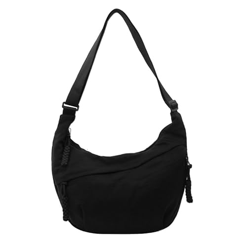 JXpxbao Halbmond-Umhängetasche, Nylon, große Halbmond-Umhängetasche, lässige Hobo-Tasche für Damen, Hüfttasche mit verstellbarem Schultergurt (schwarz) von JXpxbao