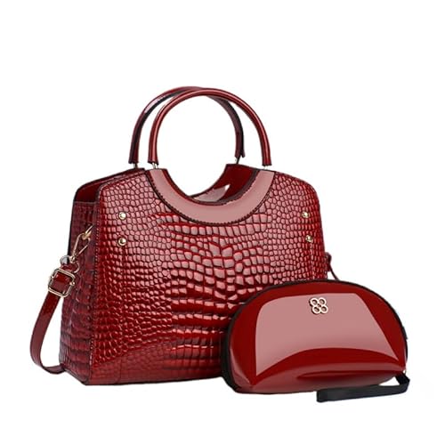 JXpxbao Handtasche Damen, Damen Mittelgroß Tasche Elegant Henkeltasche Citytasche Geldbörsen-Set,Praktisches 2-in-1-Set Für Dates Und Partys (rot) von JXpxbao