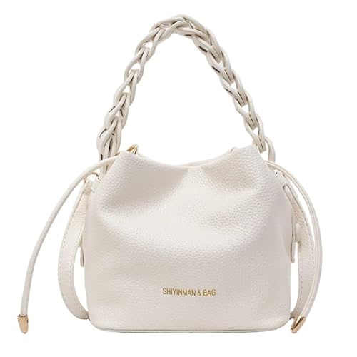 JXpxbao Handtasche Damen Kleine Tasche Leder Henkeltasche Damen-Henkeltaschen Hobo Bag Handtaschen Taschen Schultertaschen Umhängetasche Kordelzug Schultertasche Handy Party Tasche Abendtasche (Weiß) von JXpxbao