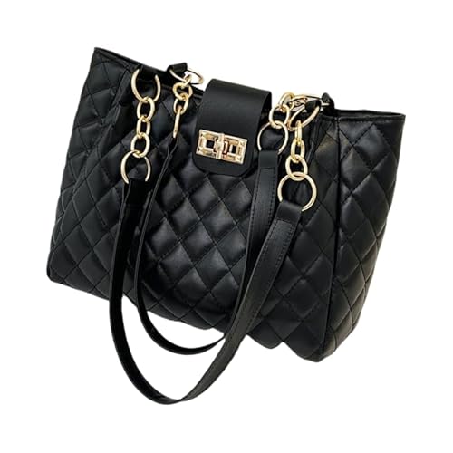 JXpxbao Handtasche Damen Mittelgroß Tasche Leder Henkeltasche Damen-Henkeltaschen Tote Bag Handtaschen Taschen Schultertaschen Umhängetasche Ketten Schultertasche (Reines Schwarz) von JXpxbao