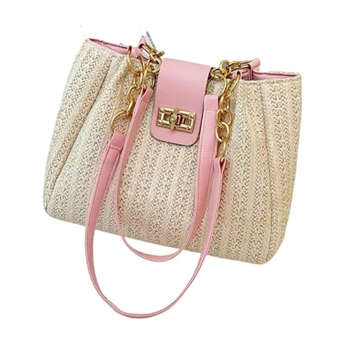 JXpxbao Handtasche Damen Mittelgroß Tasche Leder Henkeltasche Damen-Henkeltaschen Tote Bag Handtaschen Taschen Schultertaschen Umhängetasche Ketten Schultertasche (Rosa) von JXpxbao
