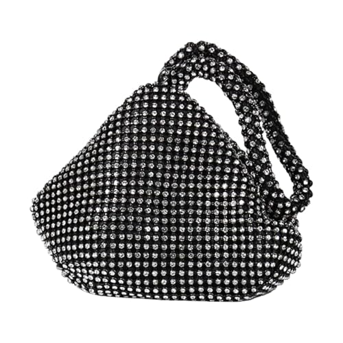 JXpxbao Handtasche Damen Strass Handtasche Abend Party Clutch Elegante Abschlussball Handtaschen Hochzeit Braut Zubehör Clutch Für Hochzeit, Party, Bankett, Feiertage (Schwarz) von JXpxbao