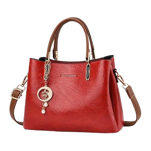 JXpxbao Handtaschen Damen Modische Handle Handbags Taschen Damen Umhängetaschen Mit Anhänger Elegant Damen Schultertaschen Crossbody Bag (Rot) von JXpxbao