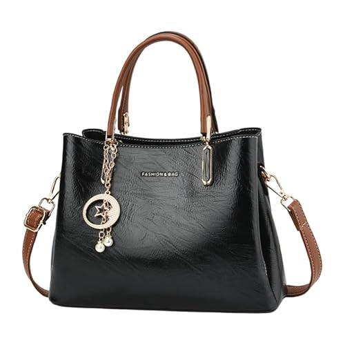 JXpxbao Handtaschen Damen Modische Handle Handbags Taschen Damen Umhängetaschen Mit Anhänger Elegant Damen Schultertaschen Crossbody Bag (Schwarz) von JXpxbao
