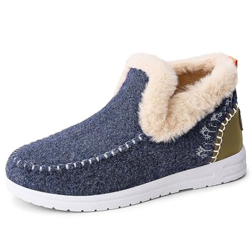 JXpxbao Hausschuhe Damen Hüttenschuhe Winter Warme Plüsch Hausschuhe Flauschige Gefüttert Hausstiefel Kuschelige Pantoffeln Hausboots (Blau,39) von JXpxbao