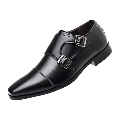 JXpxbao Herren Anzugschuhe Klassischer Business Derby Hochzeit Schuhe Monkstrap Formale Abendschuhe EU38-47 (Schwarz,47) von JXpxbao