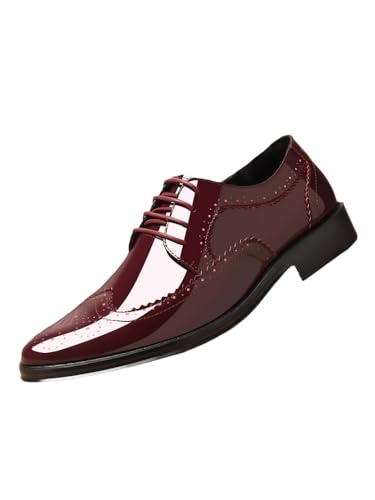 JXpxbao Herren-Anzugschuhe Lederschuhe Hochzeitsschuhe Halbhohe Schuhe Klassische Business-Schuhe Schwarz Braun 38-46 (Burgunderrot,42) von JXpxbao