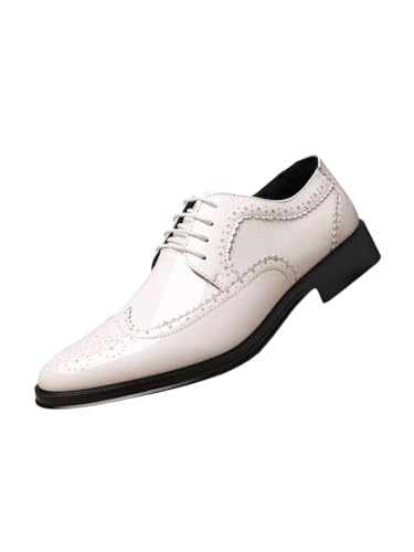 JXpxbao Herren-Anzugschuhe Lederschuhe Hochzeitsschuhe Halbhohe Schuhe Klassische Business-Schuhe Schwarz Braun 38-46 (Elfenbeinweiß,38) von JXpxbao