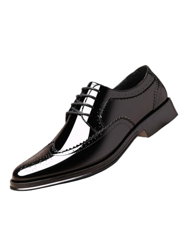 JXpxbao Herren-Anzugschuhe Lederschuhe Hochzeitsschuhe Halbhohe Schuhe Klassische Business-Schuhe Schwarz Braun 38-46 (Helles Schwarz,39) von JXpxbao