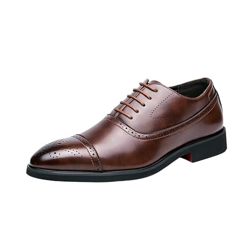 JXpxbao Herren-Anzugschuhe Lederschuhe Hochzeitsschuhe Halbhohe Schuhe Klassische Business-Schuhe Schwarz Braun 38-47 (Braun,45) von JXpxbao