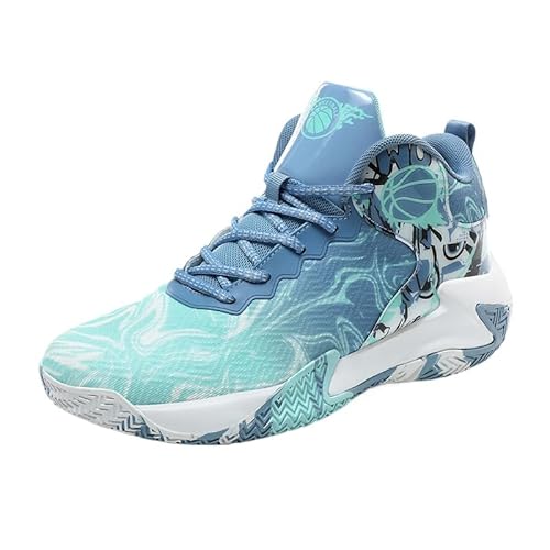 JXpxbao Herren Basketballschuhe Leichte Atmungsaktive High Top Turnschuhe Damen Laufen Anti-Rutsch Mode Graffiti Training Schuhe (Mondlicht,39) von JXpxbao