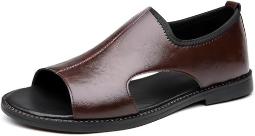 JXpxbao Herren Casual Slip-On Sandalen - Schwarze offene Schuhe mit Gummisohle, bequem für Frühling/Sommer Outdoor Wear, Riemchensandalen (Braun,40) von JXpxbao