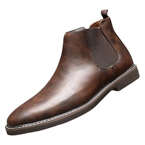 JXpxbao Herren Chelsea Stiefel Boots Smart Casual Slip on Stiefel Stiefeletten Reitstiefeletten Herren-Motorradstiefel Combat Casual Dress Boot Für Männer (Braun,45) von JXpxbao