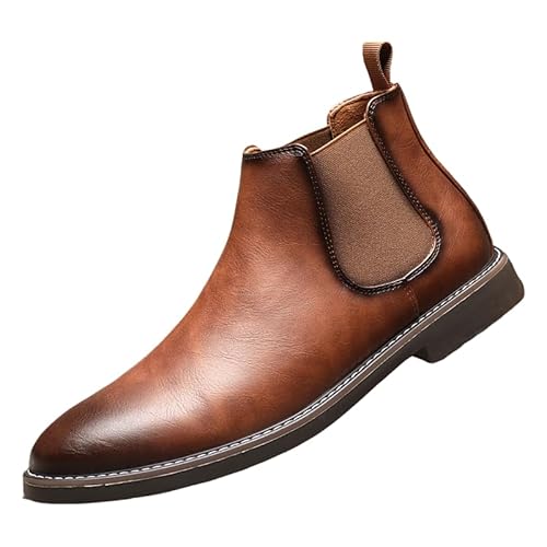 JXpxbao Herren Chelsea Stiefel Boots Smart Casual Slip on Stiefel Stiefeletten Reitstiefeletten Herren-Motorradstiefel Combat Casual Dress Boot Für Männer (Gelbbraun,39) von JXpxbao