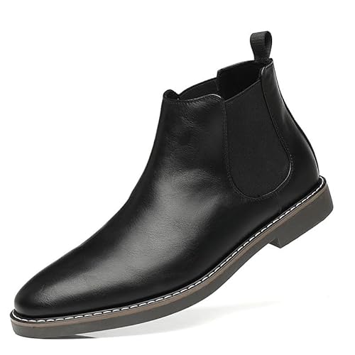 JXpxbao Herren Chelsea Stiefel Boots Smart Casual Slip on Stiefel Stiefeletten Reitstiefeletten Herren-Motorradstiefel Combat Casual Dress Boot Für Männer (Schwarz,43) von JXpxbao