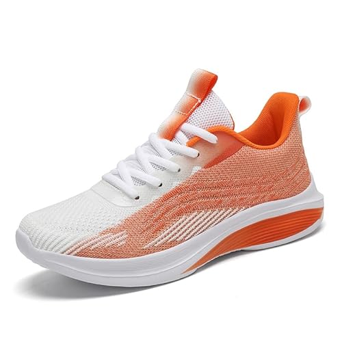 JXpxbao Herren Damen Sneaker Laufschuhe Air Sportschuhe Herren Turnschuhe Running Fitness Sneaker Outdoors Straßenlaufschuhe Sports Running Walkingschuhe - Viele Farben EU 35-45 (Weiß-Orange,37) von JXpxbao